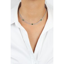 Liveyn Design Suyolu Yeşil Kristal Detay Kolye