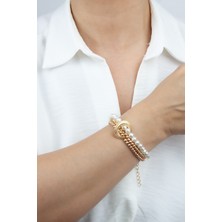 Liveyn Design Üç Sıralı Gold Halka Detay Bileklik