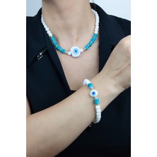 Liveyn Design Nazar Boncuklu Oniks Doğaltaş Kolye Bileklik Set