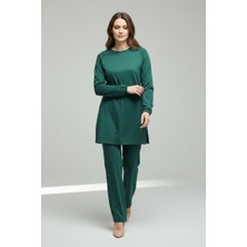 Ece Giyim Kadın Tunik Önü Dikişli Altı Bantlı Pantolonun Beli Lastikli Önü Dikişli Ikili Takım