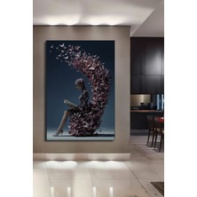 Teona Ahşap Pembe Kelebeklerin Dansı Ahşap Dekoratif Tablo Yağlı Boya Görünümlü Dikdörtgen Tablo