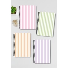 Qoeuyl Boutique Pastel Renkler Temalı Tasarım Tel Spiralli 4'lü Hatıra, Günlük, Ajanda, Anı, Okul Defter Seti