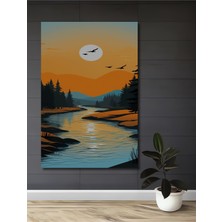 Teona Ahşap Doğa Manzarası Ahşap Dekoratif Tablo Yağlı Boya Görünümlü Modern Sanat Dikdörtgen Tablo