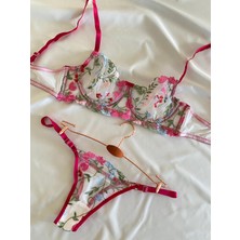 Nivolia Douce Çiçek Desenli Dantel Tül Bralet Takım