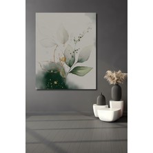 Teona Ahşap Altın Işıltılı Yeşil Yapraklar Sulu Boya Görünümlü Modern Sanat Ahşap Tablo Dikdörtgen Tablo