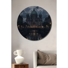 Teona Ahşap Berlin Katedrali Yağlı Boya Görünümlü Ahşap Dekoratif Tablo Yuvarlak Tablo