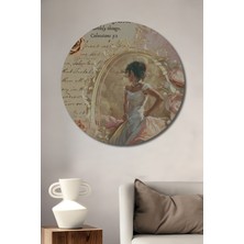 Teona Ahşap Romantik Kadın Figürlü Yağlı Boya Görünümlü Ahşap Dekoratif Tablo Yuvarlak Tablo