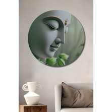 Teona Ahşap Budha Huzur Sulu Boya Görünümlü Ahşap Dekoratif Tablo Yuvarlak Tablo