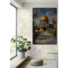 Teona Ahşap Kudüs Kubbetüs Sahra Yağlı Boya Görünümlü Ahşap Dekoratif Tablo Dikdörtgen Tablo