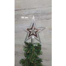 Asöy Yılbaşı Çam Ağacı Kırmızı Tepe Yıldızı Tepelik Yıldız Süs Gümüş 18 cm 1 Adet