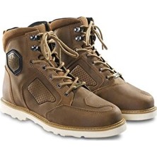 Motoanl Motosiklet Retro Korumalı Bot Hakiki Deri Aşınmaya Dayanıklı Vintage Brown Motor Botu