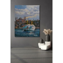 Teona Ahşap Istanbul Boğazı Yağlı Boya Görünümlü Ahşap Dekoratif Tablo Dikdörtgen Tablo