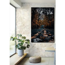 Teona Ahşap Sonbahar Ormanı Yağlı Boya Görünümlü Ahşap Dekoratif Tablo Dikdörtgen Tablo