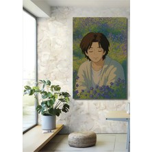 Teona Ahşap Huzurlu Orman Bahçesinde Genç Adam Sulu Boya Görünümlü Ahşap Dekoratif Tablo Dikdörtgen Tablo