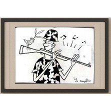 Karikatural Li Guangjun 29X21CM Orijinal Karikatür Tablo