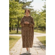 Mislina Home Serona Wellsoft Peluş Kapüşonlu Uzun Panço Yumuşak Dokulu Giyilebilir Tv Battaniyesi | Leopar L/xl