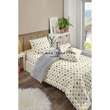 ChicMaison Sarı Yıldız Desenli Tek Kişilik Pofuduk Uyku Seti Wellsoft Materyal Lastikli Çarşaflı