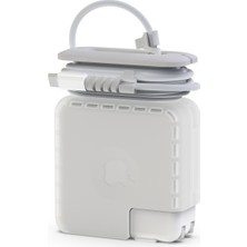 McStorey MacBook 70W Adaptör Kılıfı – Şeffaf Tpu Sert Kapak + 2 Spiral Kablo Koruyucu