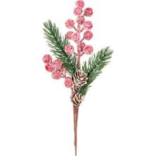 Herdekora Yılbaşı Süsü Pike Berry Karlı Kozalaklı Kırmızı Yeşil 30 Cm.