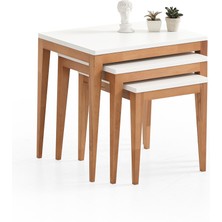 Holmev 3'lü Beyaz Elegans Zigon Sehpa 581