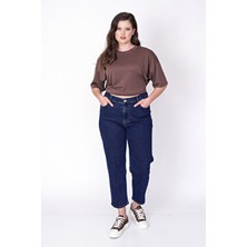 Büyük Moda Yüksek Bel Mom Jean