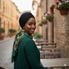 ELYSIANfidan Agraf Plise Siyah Hazır Türban Tesettür Bone