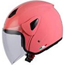 Sway 700 Pembe Yarım Kask Mikrometrik Toka ile Güçlendirilmiş Çene Bağlantısı ABS Malzeme