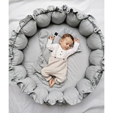 Jaju Baby Babynest Organik Kumaş Gri Açılır - Kapanır Oyun Minderi Jaju-Babynest Bebek Yatağı Bebek Yuvası