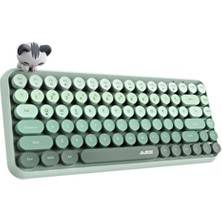 CoverZone Kablosuz Klavye - Bluetooth, Retro, Yuvarlak Tuşlu, Kedi Süs Aksesuarı, Sessiz Ajazz AJ308I