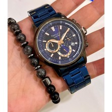 Ferrucci Fonksiyonları Aktif&takvimli Lacivert Çelik Erkek Kol Saati+Bileklik Hediye