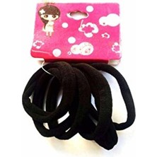 Mor Fabric Siyah Lastik Saç Tokası 6 Adet