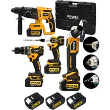 Power Black Profesyonel Brushless 4'lü Set 2-26 Şarjlı Hilti-Şarjlı TAŞLAMA-13MM Şarjlı Darbeli Matkap