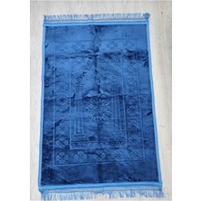 Hep Trend Kaymaz Tabanlı Lüks Peluş Seccade 60 x 90 cm Pamuklu Lacivert Gündelik Kullanım