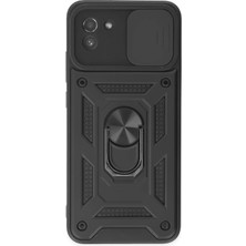 Samsung Galaxy A03 Kılıf Pars Lens Yüzüklü Silikon - Siyah - FKU4097-1294
