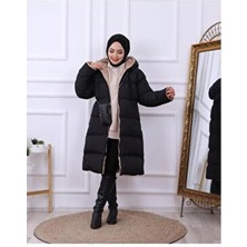  kadın regular fit çift taraflı uzun şişme mont