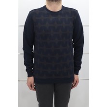 Santa Fistan Store Erkek Desenli Spor Kesim Normal Kalıp Bisiklet Yaka Selanik Kumaşlı Kışlık Kazak