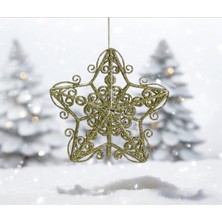 My Balli Store Yılbaşı Süsü Simli Yıldız Model Altın 14 cm