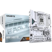 Store Fullf Gıgabyte B850 Eagle Ice LGA1851 Ddr5 7600MHZ(OC) Pcıe 5.0 M.2 Nvme 2.5gbe Lan Beyaz Atx Anakart