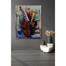 Teona Ahşap Müzik Aletleri Yağlı Boya Görünümlü Ahşap Dekoratif Tablo Dikdörtgen Tablo
