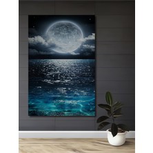 Teona Ahşap Büyülü Dolunay Işıltılı Deniz Soyut Sanat Ahşap Dekoratif Tablo Dikdörtgen Tablo