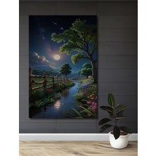 Teona Ahşap Ay Işığı Yağlı Boya Görünümlü Ahşap Dekoratif Tablo Dikdörtgen Tablo