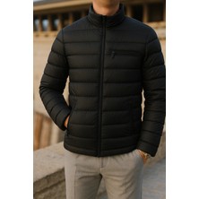 Comstar Erkek Siyah Şişme Mont Comfort Trend Slim Fit Uzun Kol Astarlı Günlük Kullanım