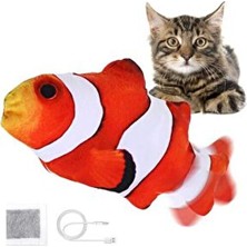 Lion Hareketli Oynayan Balık Catnip Hediyeli Turuncu Renkli Eğlenceli Tasarıma Sahip