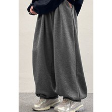 BSBSPOR Bol Baggy Eşofman Altı Lastikli Paça Ayarlanabilir Unisex Erkek Kadın Gri Siyah Antrasit