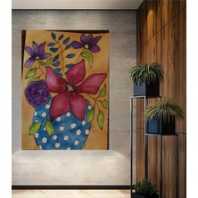 Teona Ahşap Canlı Çiçek Demeti Sulu Boya Görünümlü Ahşap Dekoratif Tablo Dikdörtgen Tablo