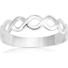 Fasek Gold Örgü Altın Yüzük - 14 Ayar Altın Örgü Taşsız Minimal Yarım Tur Kadın Yüzük - Eşe Sevgiliye Yüzük