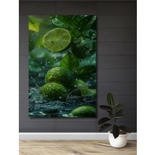 Teona Ahşap Yeşil Limon Yağlı Boya Görünümlü Dekoratif Ahşap Tablo Dikdörtgen Tablo