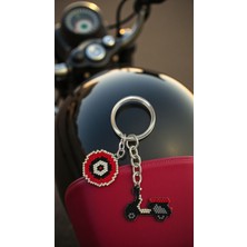 Seard Miyuki Boncuk El Yapımı Kırmızı Nazar Boncuk ve Kırmızı Motorsiklet Anahtarlık/çanta Süsü