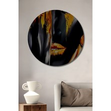 Teona Ahşap Gızemlı Siyah Kadın Yağlı Boya Görünümlü Ahşap Dekoratif Tablo Yuvarlak Tablo