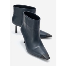 Luvi Rassel Lacivert Cilt Mat Burunlu Kadın Ince Topuklu Bot